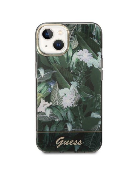 Guess Jungle Collection dėklas iPhone 14 Plus - žalias Guess Jungle Collection dėklas iPhone 14 Plus - žalias