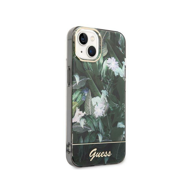 Guess Jungle Collection dėklas iPhone 14 Plus - žalias