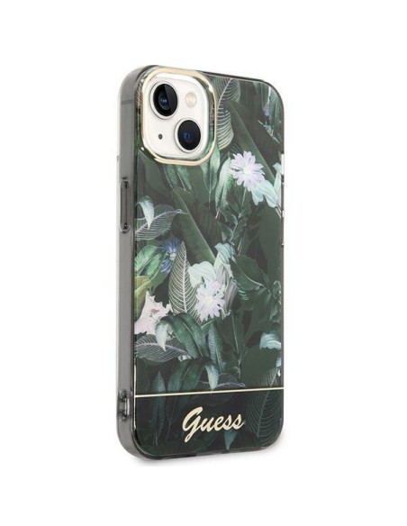 Guess Jungle Collection dėklas iPhone 14 Plus - žalias Guess Jungle Collection dėklas iPhone 14 Plus - žalias