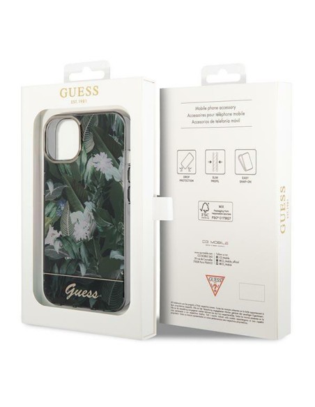 Guess Jungle Collection dėklas iPhone 14 Plus - žalias Guess Jungle Collection dėklas iPhone 14 Plus - žalias