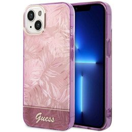 Guess Jungle Collection dėklas iPhone 14 Plus - rožinis