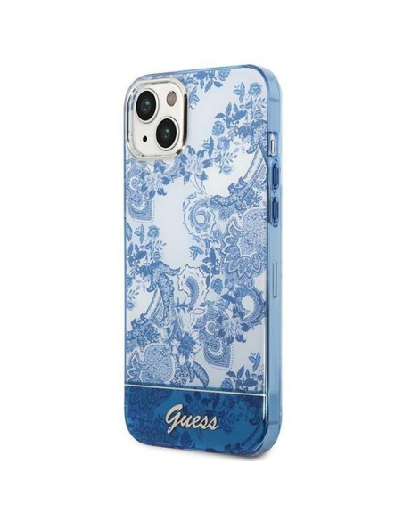 Guess Porcelain Collection dėklas, skirtas iPhone 14 Plus - mėlynas