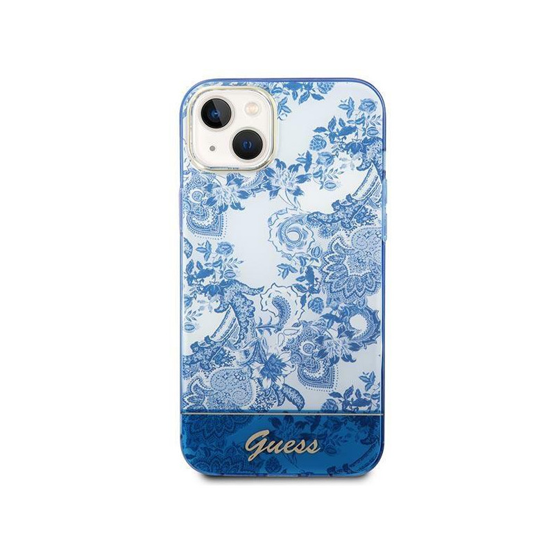Guess Porcelain Collection dėklas, skirtas iPhone 14 Plus - mėlynas