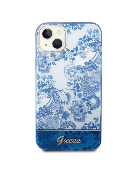 Guess Porcelain Collection dėklas, skirtas iPhone 14 Plus - mėlynas