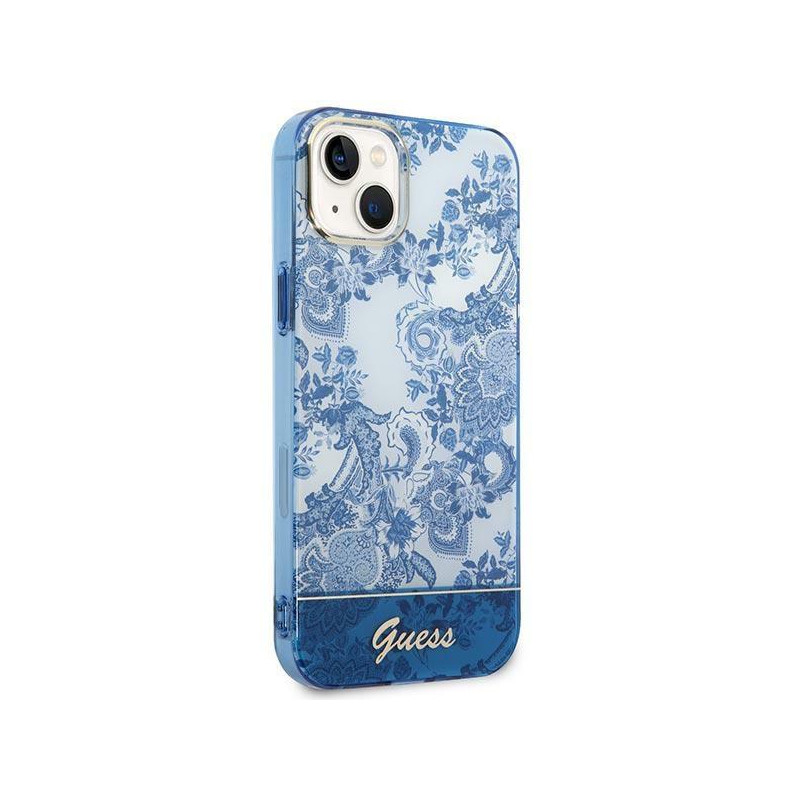 Guess Porcelain Collection dėklas, skirtas iPhone 14 Plus - mėlynas