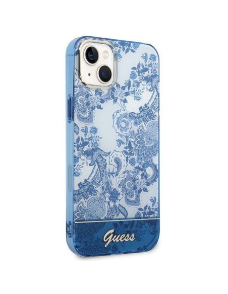 Guess Porcelain Collection dėklas, skirtas iPhone 14 Plus - mėlynas