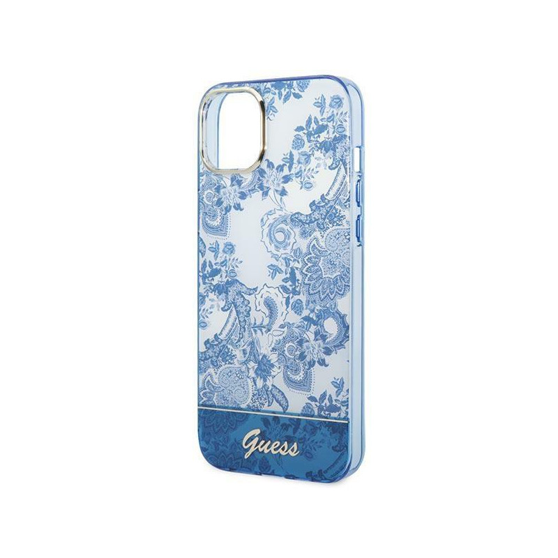Guess Porcelain Collection dėklas, skirtas iPhone 14 Plus - mėlynas