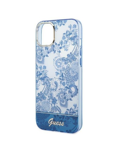 Guess Porcelain Collection dėklas, skirtas iPhone 14 Plus - mėlynas
