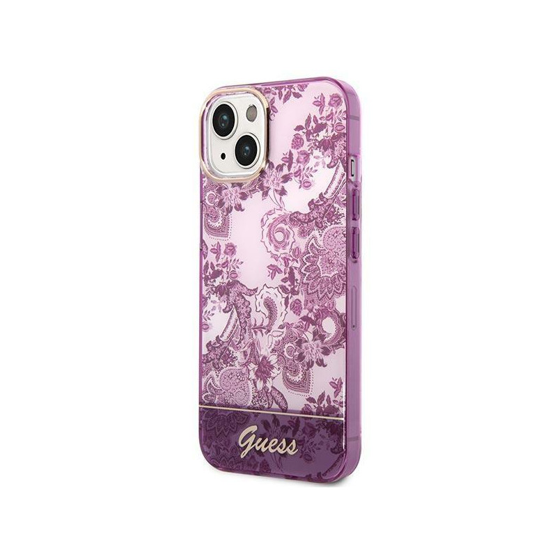 Guess Porcelain Collection dėklas, skirtas iPhone 14 Plus - fuksijos spalvos