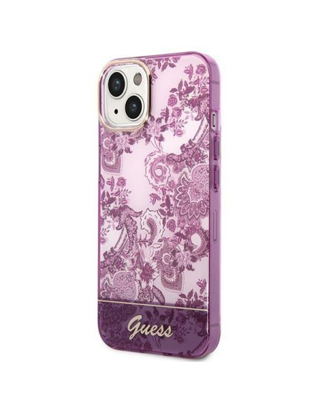 Guess Porcelain Collection dėklas, skirtas iPhone 14 Plus - fuksijos spalvos Guess Porcelain Collection dėklas, skirtas iPhone 14 Plus - fuksijos spalvos