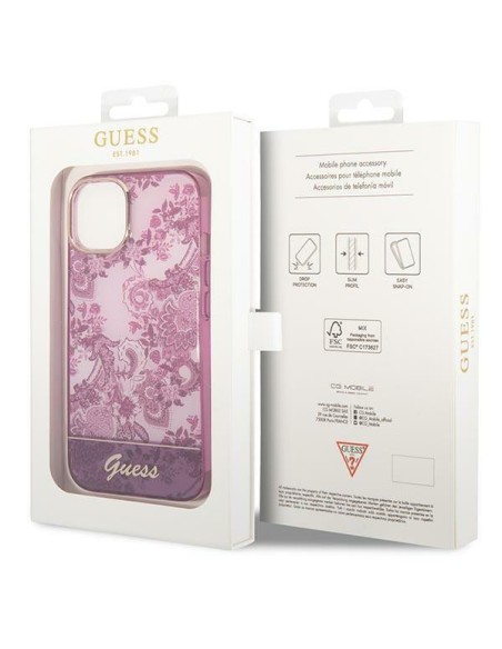Guess Porcelain Collection dėklas, skirtas iPhone 14 Plus - fuksijos spalvos Guess Porcelain Collection dėklas, skirtas iPhone 14 Plus - fuksijos spalvos