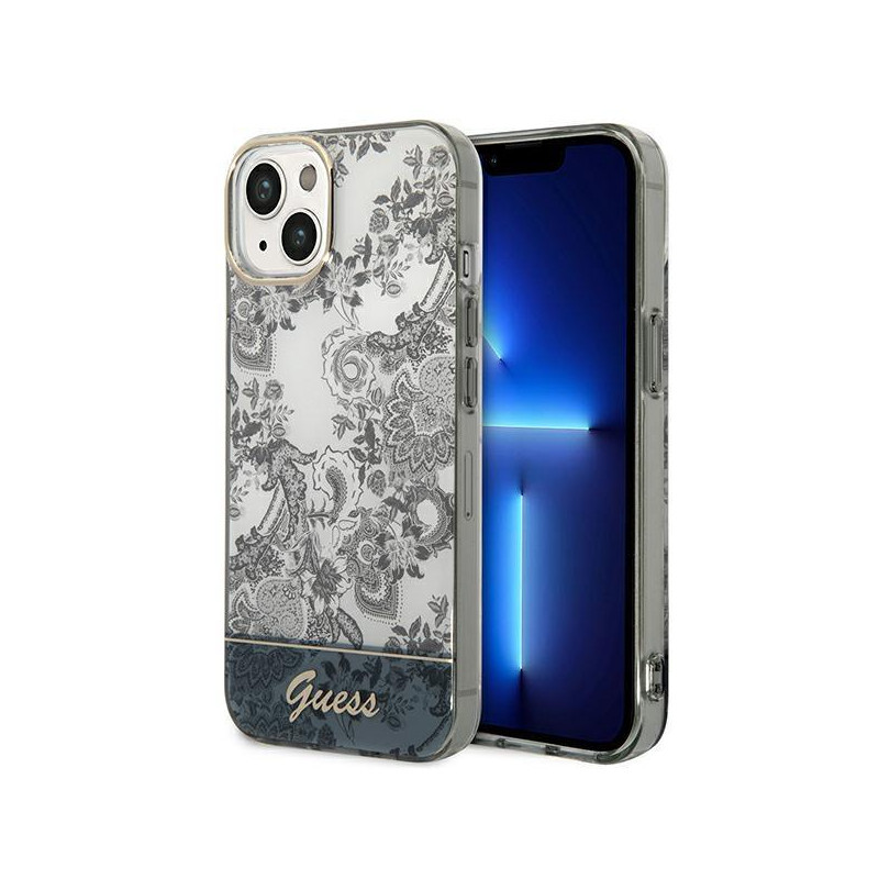 Guess Porcelain Collection dėklas, skirtas iPhone 14 Plus - pilkas Guess Porcelain Collection dėklas, skirtas iPhone 14 Plus - pilkas