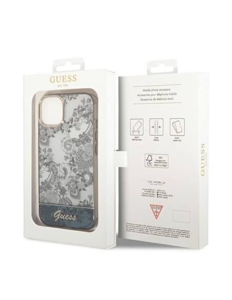 Guess Porcelain Collection dėklas, skirtas iPhone 14 Plus - pilkas Guess Porcelain Collection dėklas, skirtas iPhone 14 Plus - pilkas