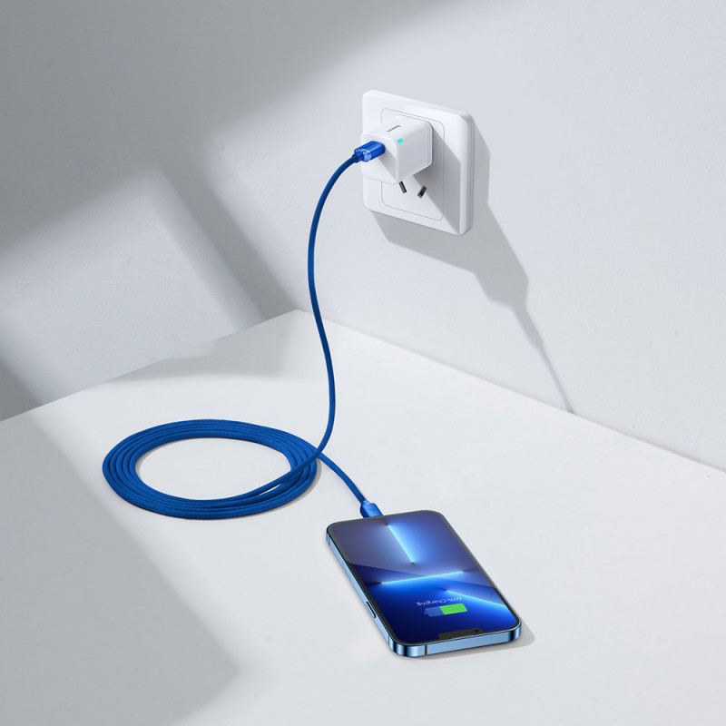 Kabelio laidas greitam įkrovimui ir duomenų perdavimui USB-C iPhone Lightning 20W 2m mėlynas