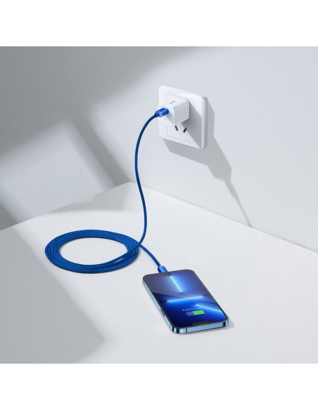Kabelio laidas greitam įkrovimui ir duomenų perdavimui USB-C iPhone Lightning 20W 2m mėlynas Kabelio laidas greitam įkrovimui ir duomenų perdavimui USB-C iPhone Lightning 20W 2m mėlynas