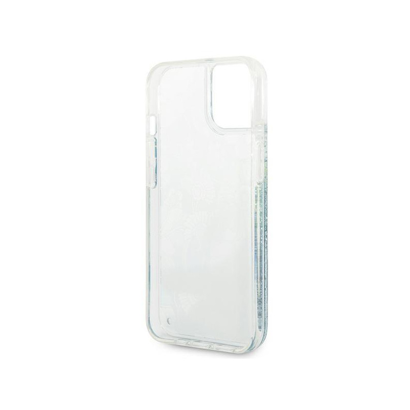Guess Flower Liquid Glitter dėklas iPhone 14 Plus - žalias