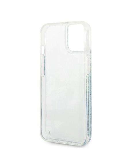 Guess Flower Liquid Glitter dėklas iPhone 14 Plus - žalias Guess Flower Liquid Glitter dėklas iPhone 14 Plus - žalias