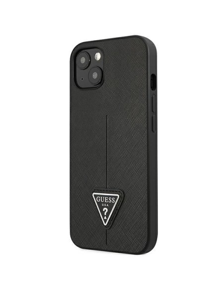 Guess Saffiano Triangle Logo dėklas, skirtas iPhone 14 Plus - juodas Guess Saffiano Triangle Logo dėklas, skirtas iPhone 14 Plus - juodas