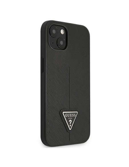 Guess Saffiano Triangle Logo dėklas, skirtas iPhone 14 Plus - juodas Guess Saffiano Triangle Logo dėklas, skirtas iPhone 14 Plus - juodas