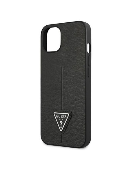 Guess Saffiano Triangle Logo dėklas, skirtas iPhone 14 Plus - juodas Guess Saffiano Triangle Logo dėklas, skirtas iPhone 14 Plus - juodas