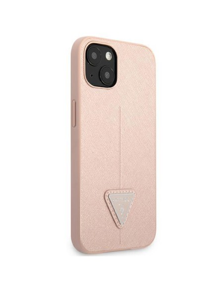 Guess Saffiano Triangle Logo dėklas iPhone 14 Plus - rožinis Guess Saffiano Triangle Logo dėklas iPhone 14 Plus - rožinis