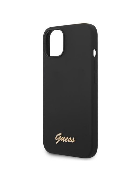 Guess Silicone Vintage Gold Logo dėklas, skirtas iPhone 14 Plus - juodas Guess Silicone Vintage Gold Logo dėklas, skirtas iPhone 14 Plus - juodas