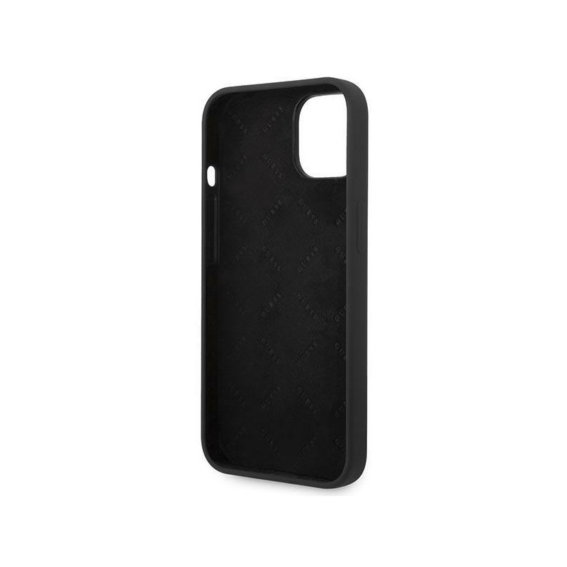 Guess Silicone Vintage Gold Logo dėklas, skirtas iPhone 14 Plus - juodas