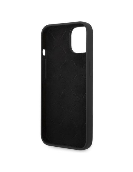 Guess Silicone Vintage Gold Logo dėklas, skirtas iPhone 14 Plus - juodas Guess Silicone Vintage Gold Logo dėklas, skirtas iPhone 14 Plus - juodas