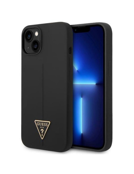Guess Silicone Triangle dėklas iPhone 14 Plus - juodas Guess Silicone Triangle dėklas iPhone 14 Plus - juodas