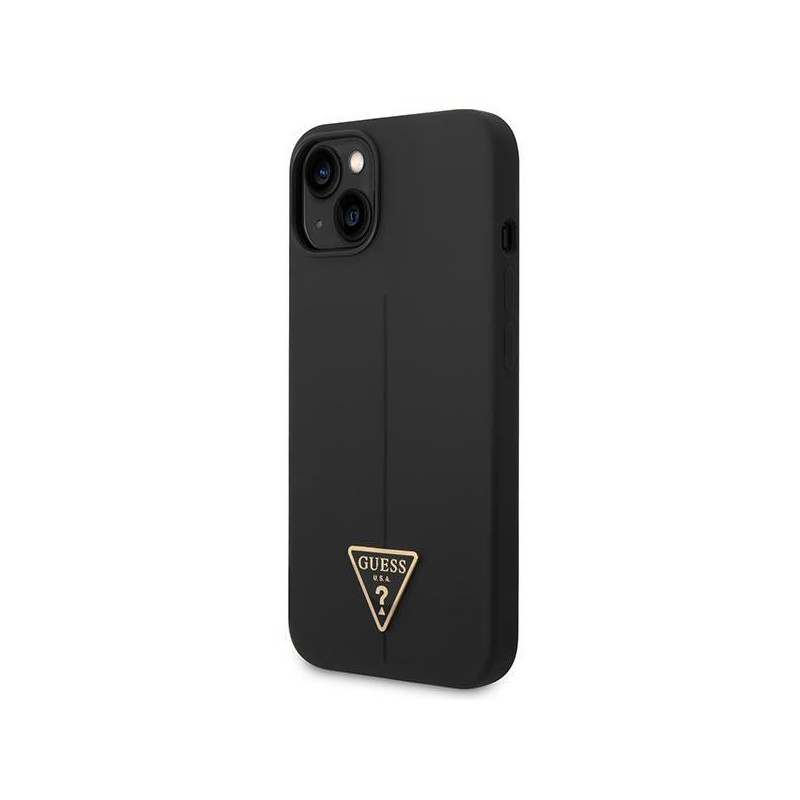 Guess Silicone Triangle dėklas iPhone 14 Plus - juodas
