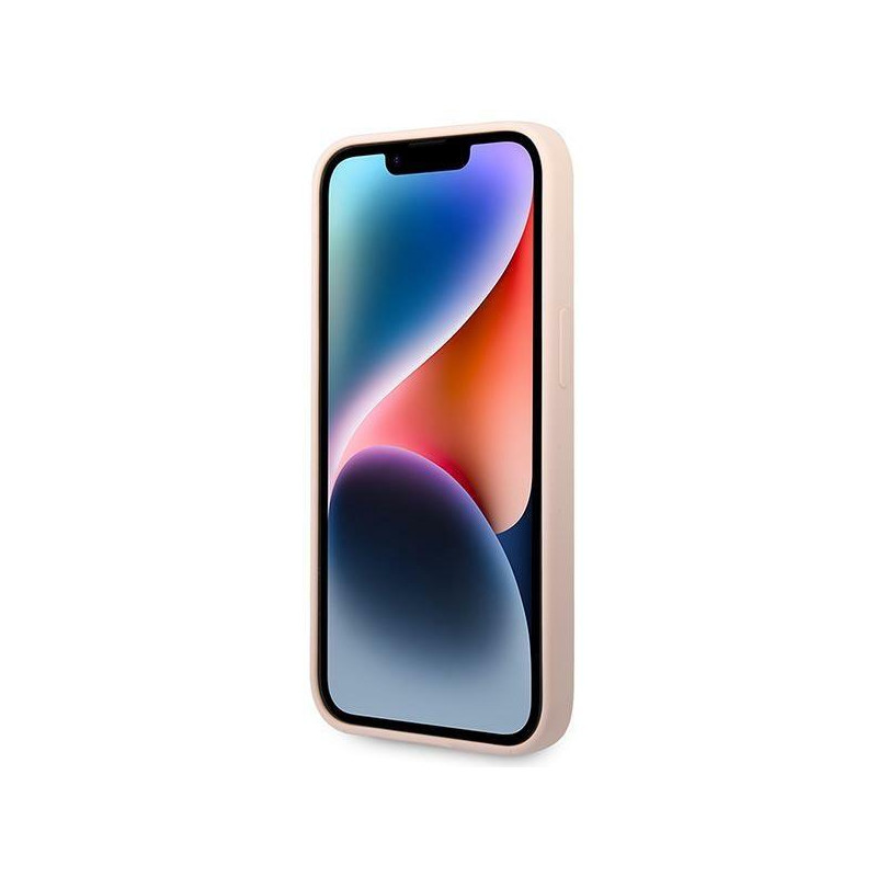 Guess Silicone Triangle dėklas iPhone 14 Plus - rožinis