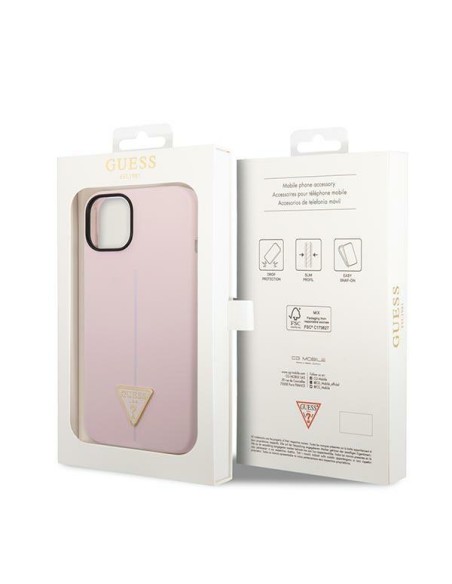 Guess Silicone Triangle dėklas iPhone 14 Plus - violetinis Guess Silicone Triangle dėklas iPhone 14 Plus - violetinis