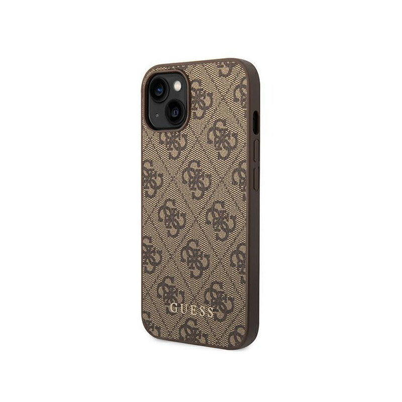 Guess 4G Metal Gold Logo dėklas iPhone 14 - rudas