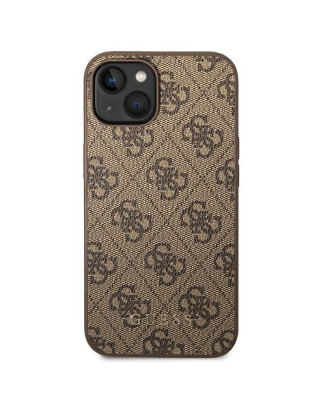 Guess 4G Metal Gold Logo dėklas iPhone 14 - rudas Guess 4G Metal Gold Logo dėklas iPhone 14 - rudas