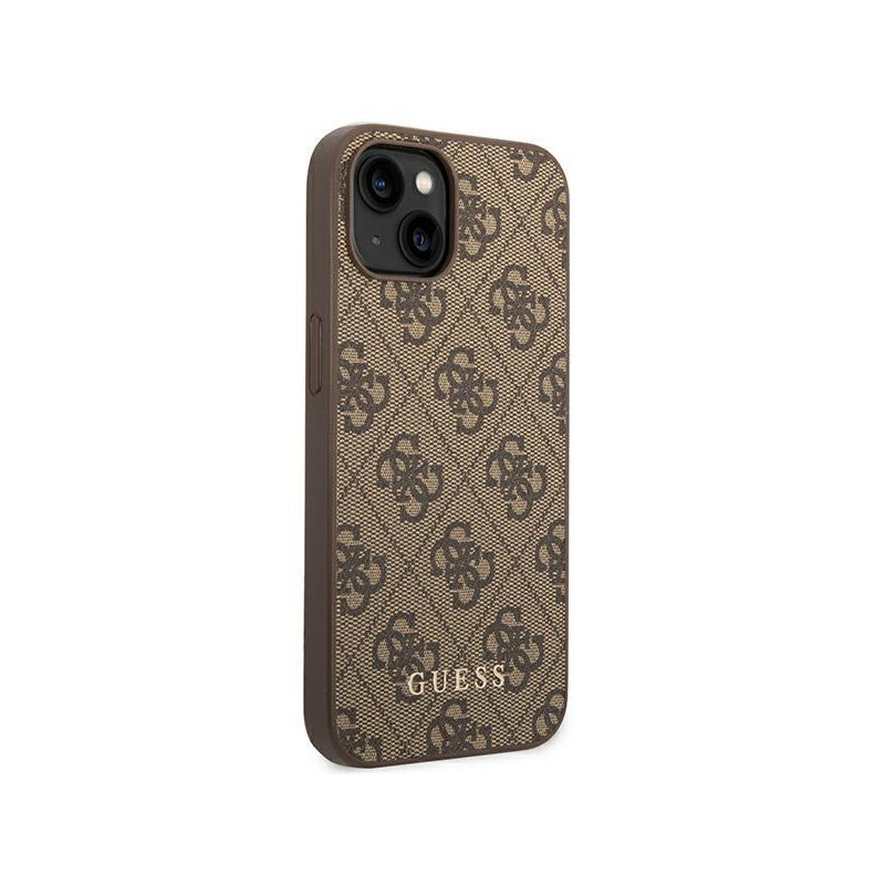 Guess 4G Metal Gold Logo dėklas iPhone 14 - rudas