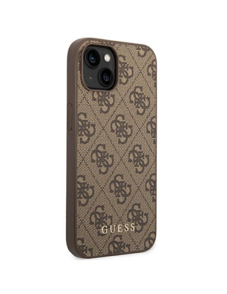 Guess 4G Metal Gold Logo dėklas iPhone 14 - rudas Guess 4G Metal Gold Logo dėklas iPhone 14 - rudas
