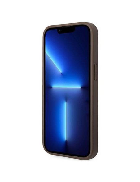 Guess 4G Metal Gold Logo dėklas iPhone 14 - rudas Guess 4G Metal Gold Logo dėklas iPhone 14 - rudas