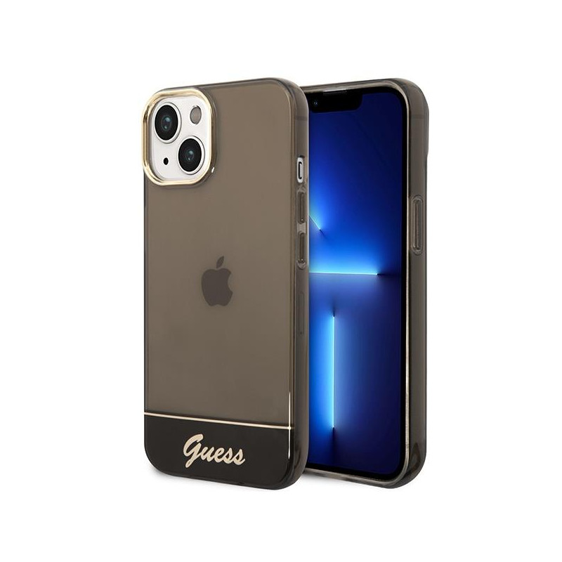Guess Permatomas dėklas iPhone 14 - juodas