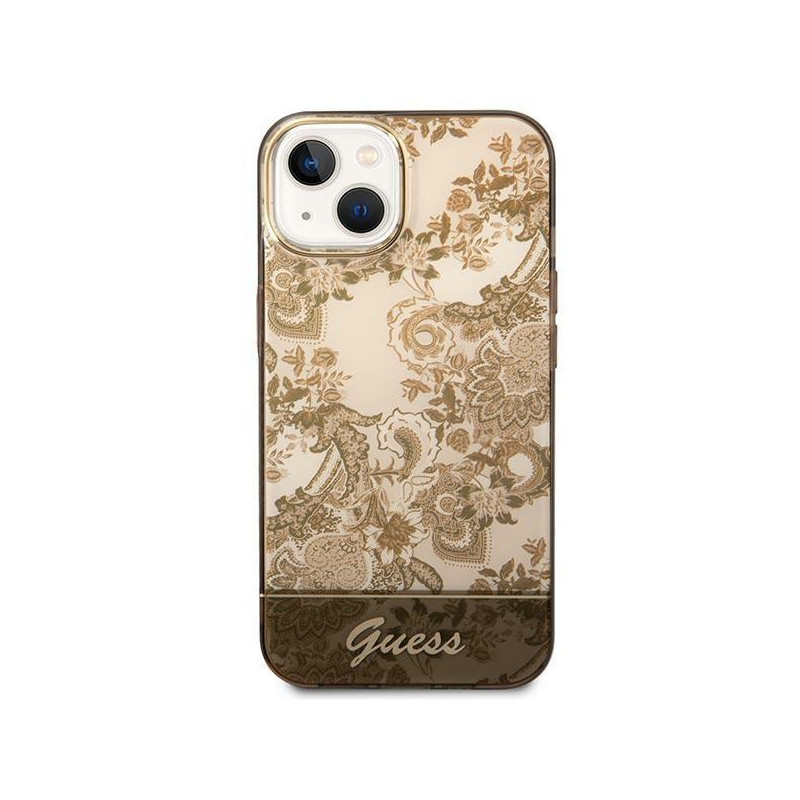 Guess Porcelain Collection dėklas iPhone 14 - smėlio spalvos