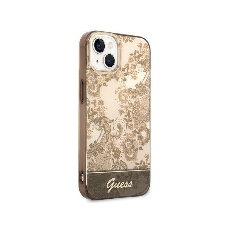 Guess Porcelain Collection dėklas iPhone 14 - smėlio spalvos