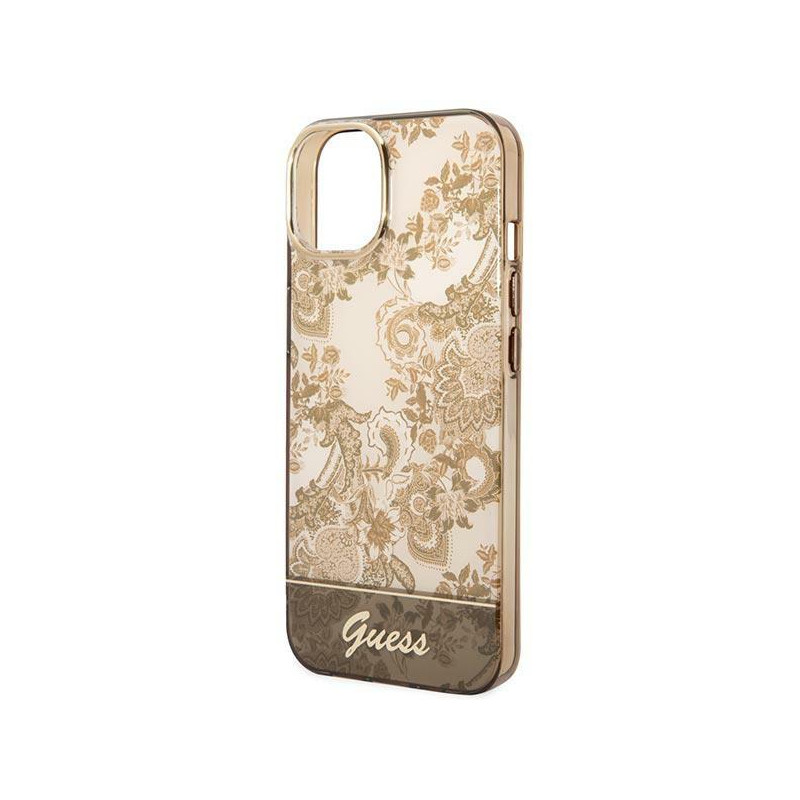 Guess Porcelain Collection dėklas iPhone 14 - smėlio spalvos