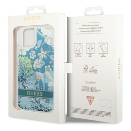 Guess Flower Liquid Glitter dėklas iPhone 14 - žalias