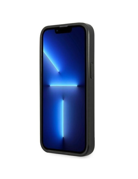 Guess Saffiano Triangle Logo dėklas iPhone 14 - sidabrinis