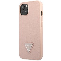 Guess Saffiano Triangle Logo dėklas iPhone 14 - rožinis
