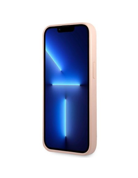 Guess Saffiano Triangle Logo dėklas iPhone 14 - rožinis Guess Saffiano Triangle Logo dėklas iPhone 14 - rožinis