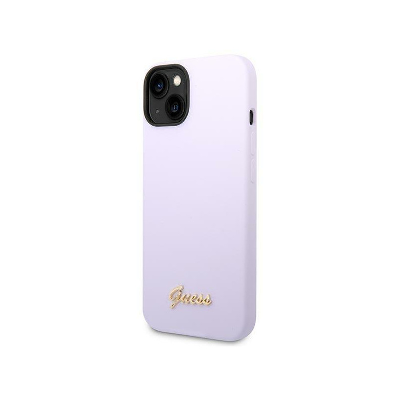 Guess Silicone Vintage Gold Logo dėklas, skirtas iPhone 14 - violetinė