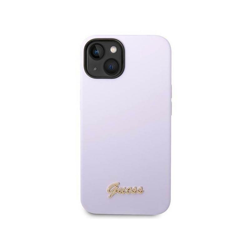Guess Silicone Vintage Gold Logo dėklas, skirtas iPhone 14 - violetinė