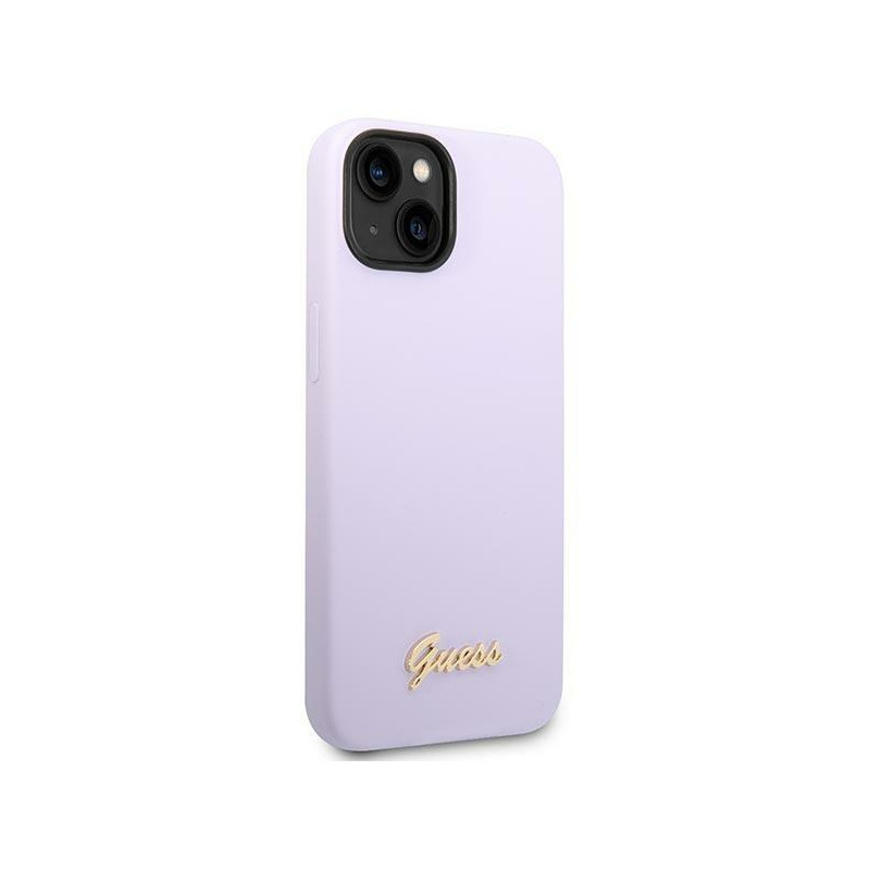 Guess Silicone Vintage Gold Logo dėklas, skirtas iPhone 14 - violetinė