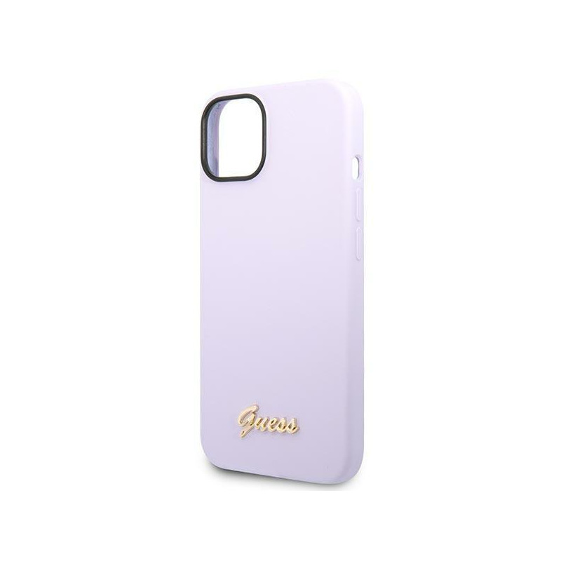 Guess Silicone Vintage Gold Logo dėklas, skirtas iPhone 14 - violetinė