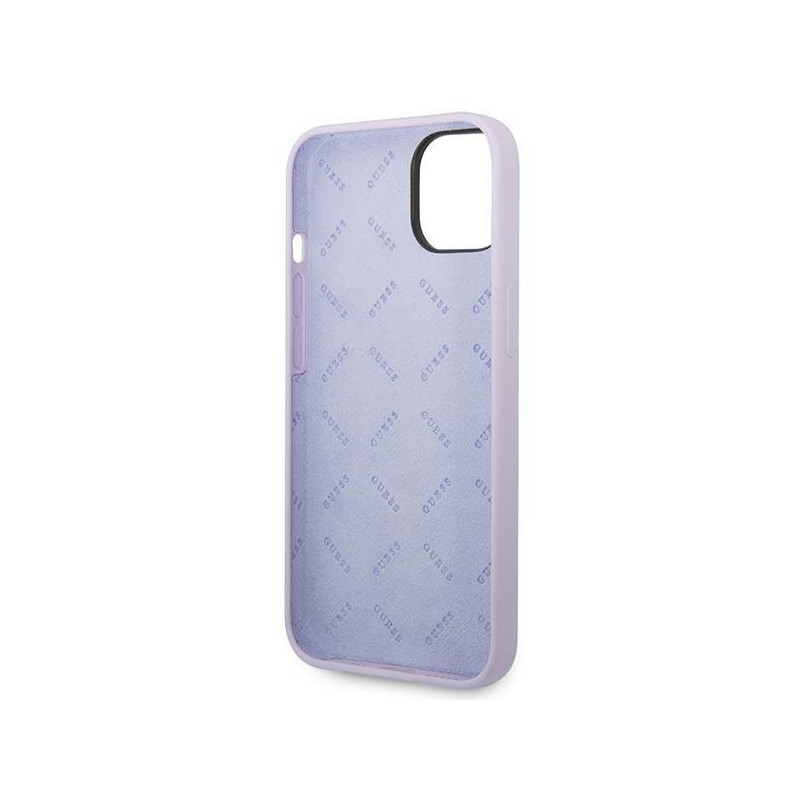 Guess Silicone Vintage Gold Logo dėklas, skirtas iPhone 14 - violetinė